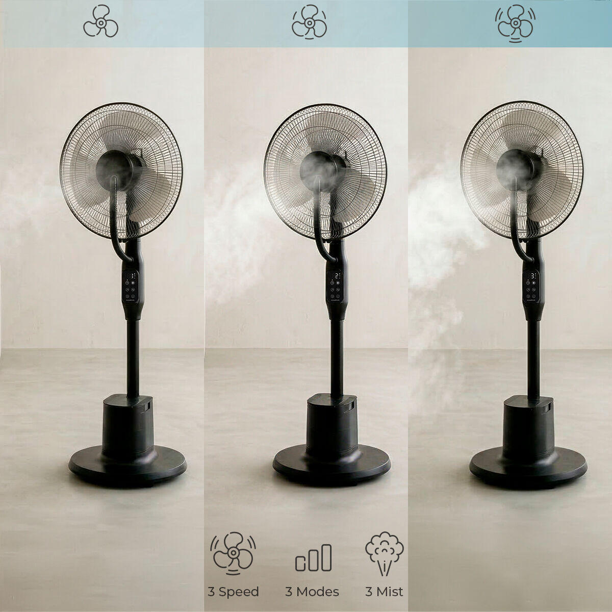 Sprair™ – Ventilador de Pie Nebulizador con Mando a Distancia