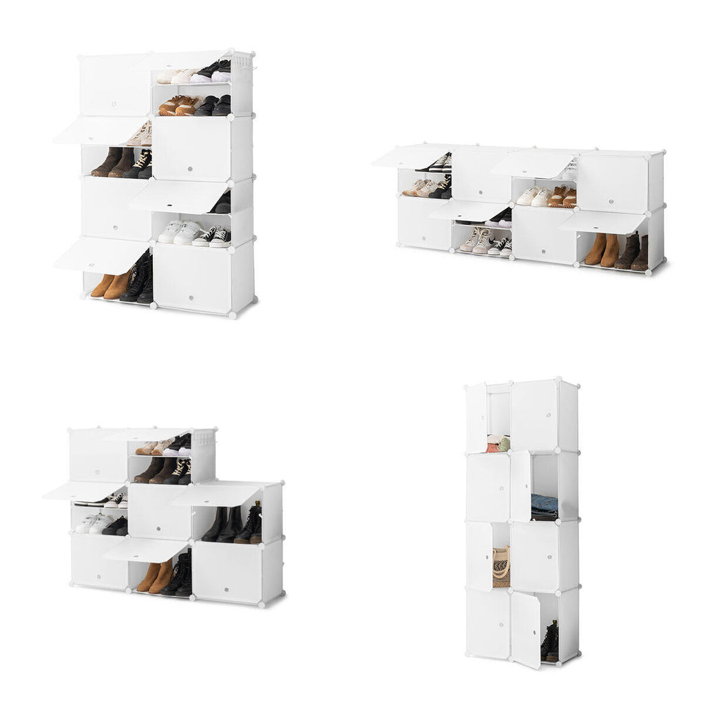 ModuSpace ShoeRack™ – Zapatero Modular Portátil con Perchero y Puertas Ventiladas