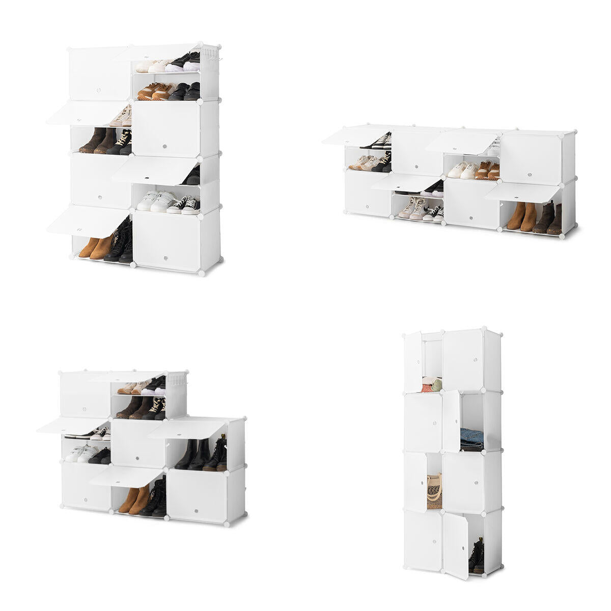 ModuSpace ShoeRack™ – Zapatero Modular Portátil con Perchero y Puertas Ventiladas