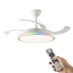 AeroGlow Retract™ – Ventilador de Techo LED RGB con 4 Aspas Retráctiles y Mando DC Silencioso