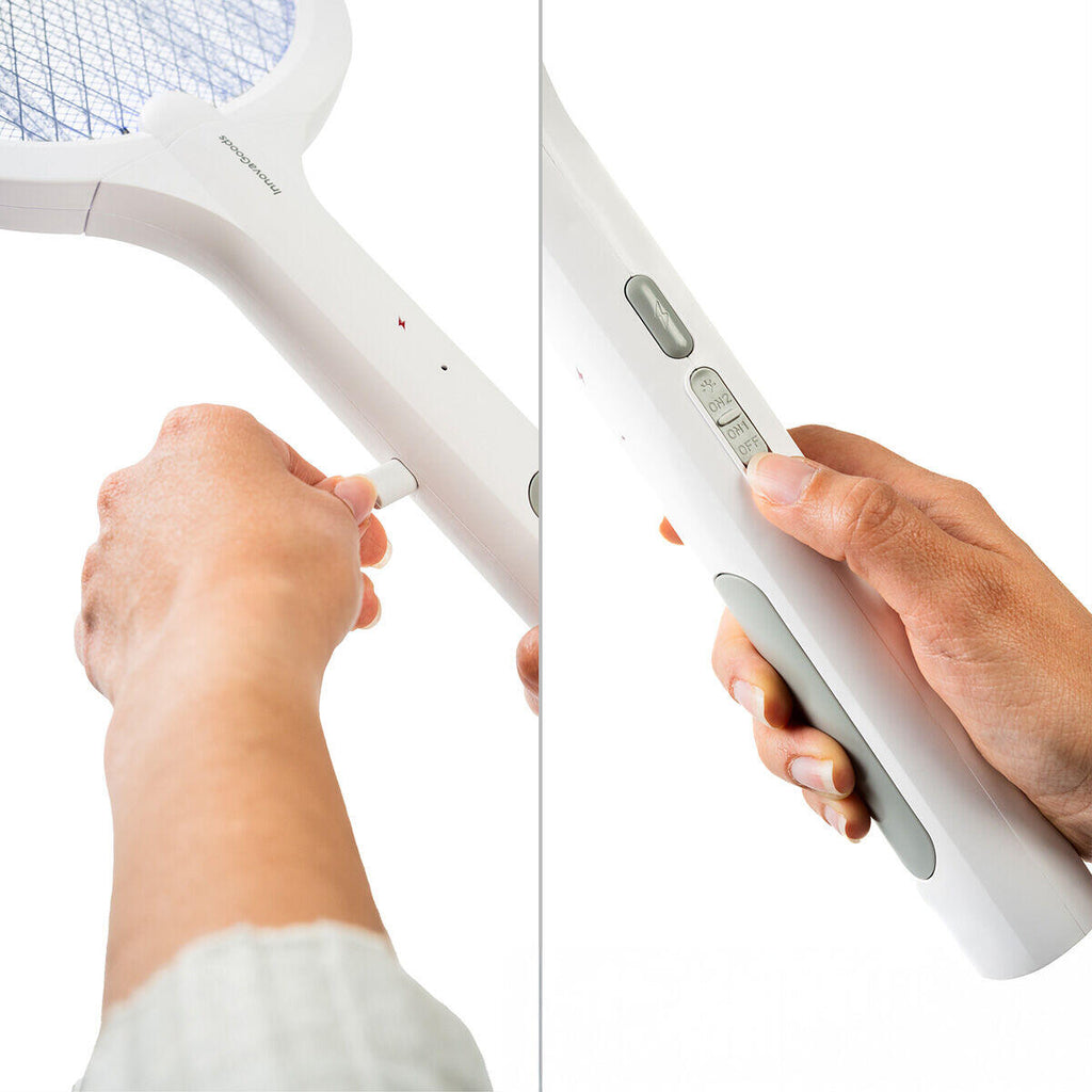 Elecfly™ – Raqueta Matainsectos Recargable con Luz UV 2 en 1