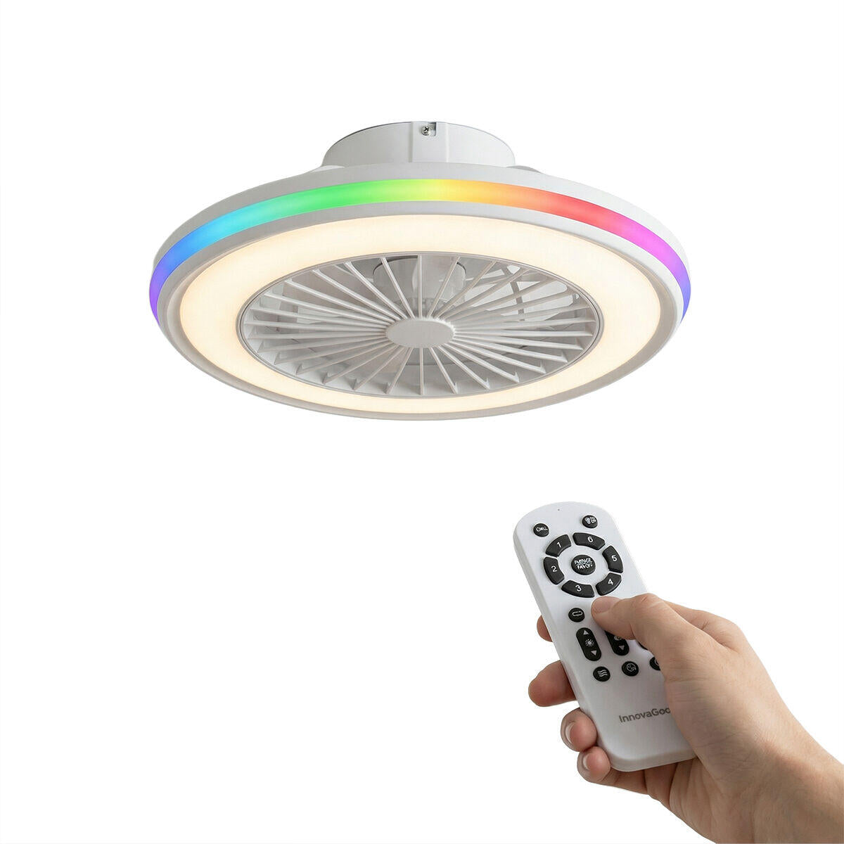 Nexory SkyFan™ – Ventilador de Techo con Luz LED RGB y Aspas Ocultas