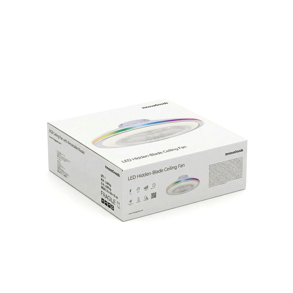 Nexory SkyFan™ – Ventilador de Techo con Luz LED RGB y Aspas Ocultas