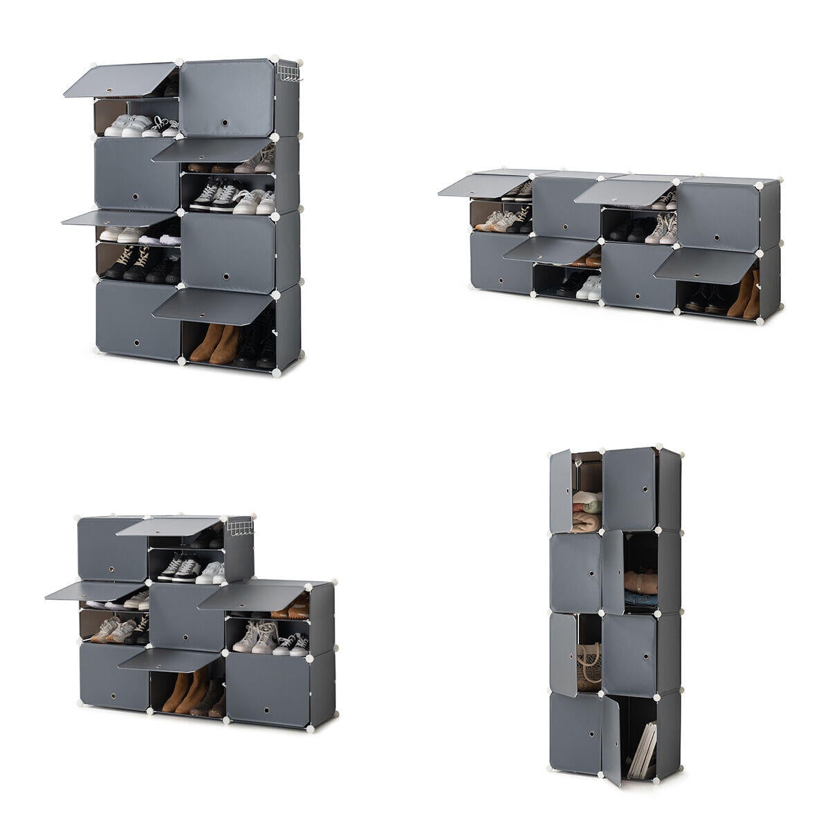 ModuSpace ShoeRack™ – Zapatero Modular Portátil con Perchero y Puertas Ventiladas