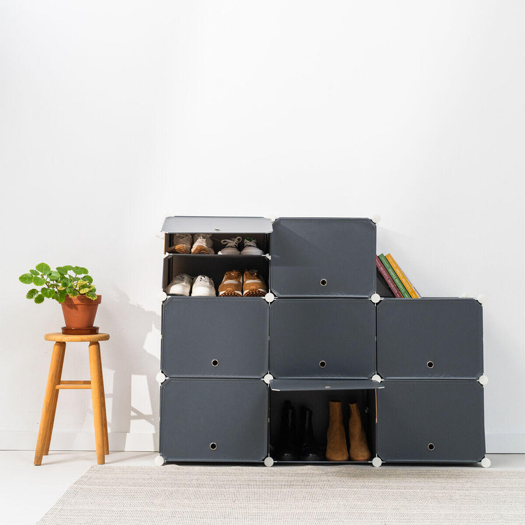 ModuSpace ShoeRack™ – Zapatero Modular Portátil con Perchero y Puertas Ventiladas
