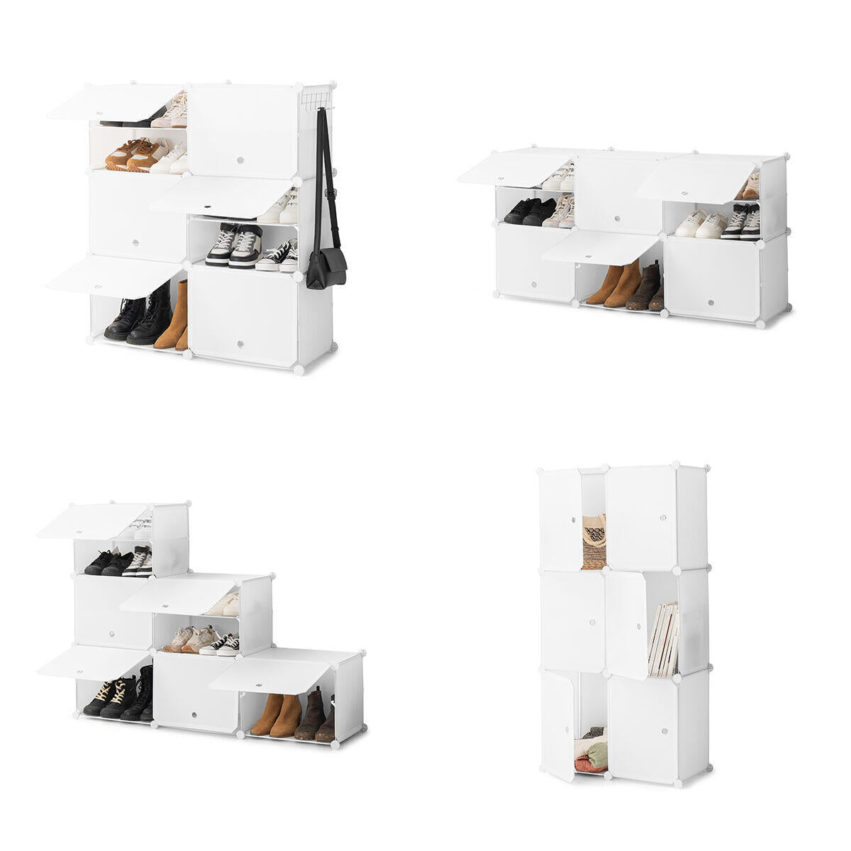 ModuSpace ShoeRack™ – Zapatero Modular Portátil con Perchero y Puertas Ventiladas