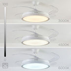 AeroGlow Retract™ – Ventilador de Techo LED RGB con 4 Aspas Retráctiles y Mando DC Silencioso