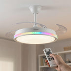 AeroGlow Retract™ – Ventilador de Techo LED RGB con 4 Aspas Retráctiles y Mando DC Silencioso