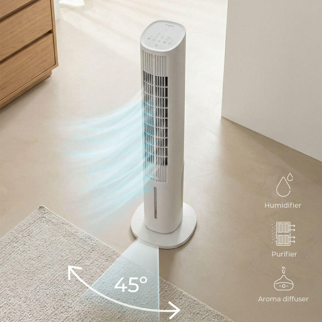 Hushly™ – Climatizador Evaporativo Portátil Torre 4 en 1