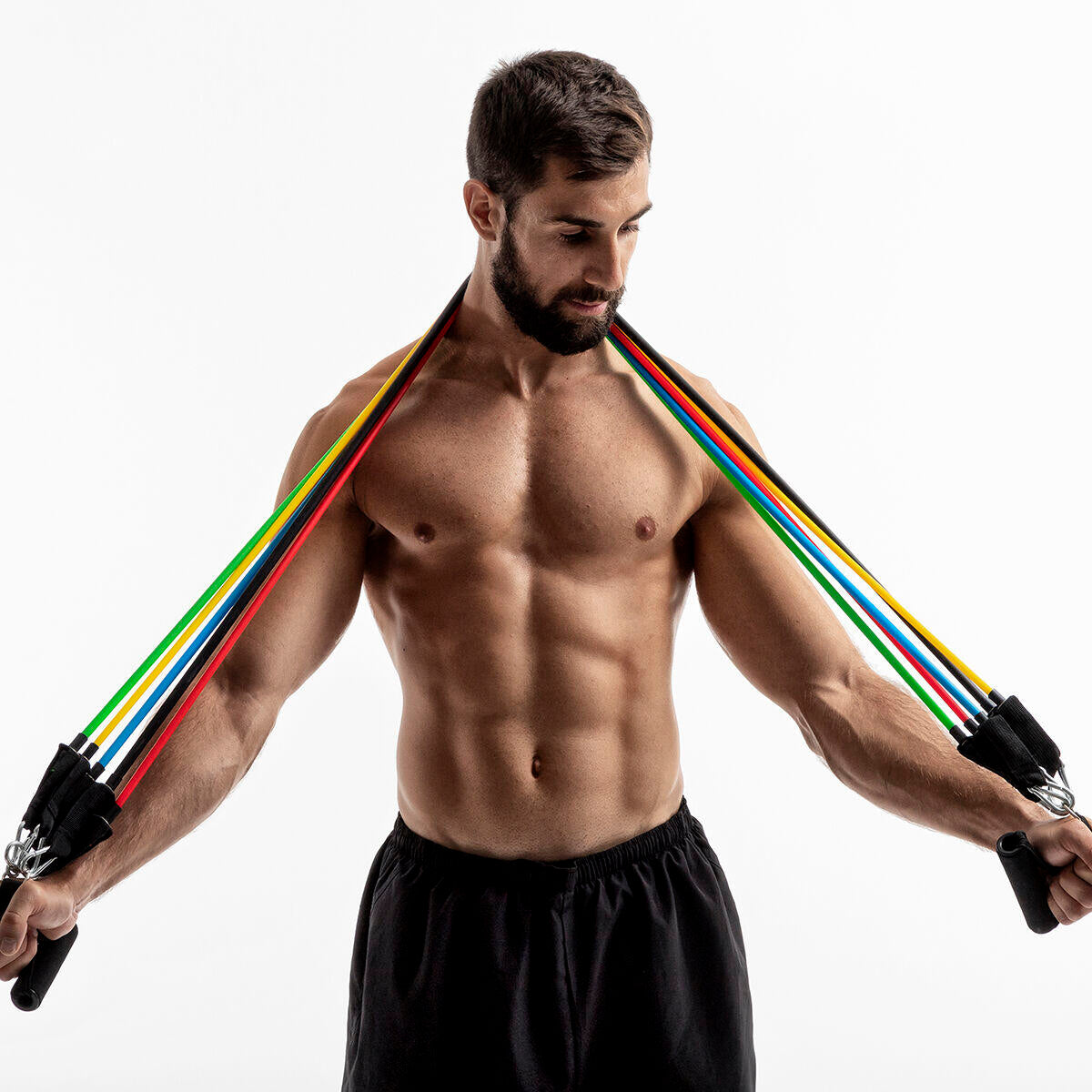Rebainer™ – Conjunto de 5 Bandas de Resistência com Acessórios e Guia de Exercícios