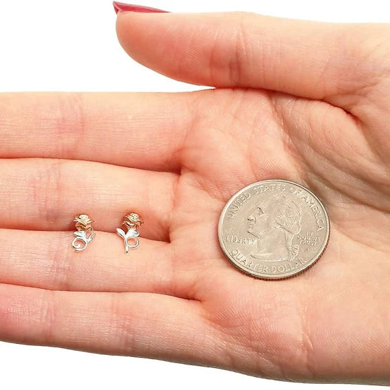 Enchanted Rose™ – Pendientes Plata La Bella y la Bestia · Disney®